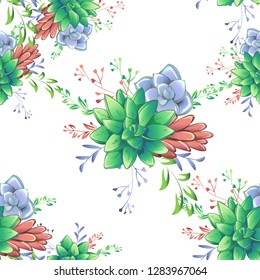 Sucullent pattern design. Trendy flower gradients. Vector cactus illustration.