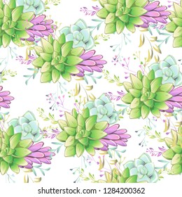 Sucullent pattern design. Trendy flower gradients. Vector cactus illustration.