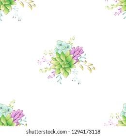 Sucullent pattern design. Trendy flower gradients. Vector cactus illustration.