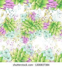 Sucullent pattern design. Trendy flower gradients. Vector cactus illustration.