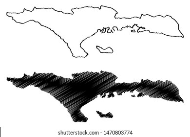 Sud department (Republic of Haiti, Hayti, Hispaniola, Departments of Haiti) map vector illustration, scribble sketch Sud map