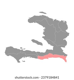 Sud Est department map, administrative division of Haiti. Vector illustration.