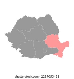 Sud Est development region map, region of Romania. Vector illustration.