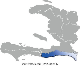 SUD EST province of HAITI 3d isometric map