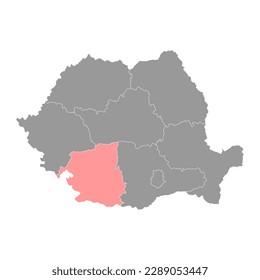 Sud Vest development region map, region of Romania. Vector illustration.