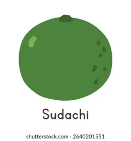 Sudachi flat vector illustration. Green sudachi cartoon clipart style isolated on white background. Citrus fruit concept