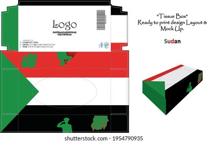 Sudan - 3d Mockup tissue box Design concept national flag - ready to print vector