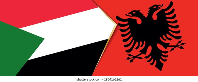 Sudan and Albania flags, two vector flags symbol of relationship or confrontation.