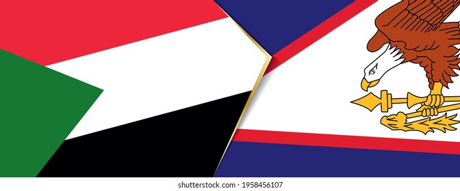 Sudan und Amerikanisch-Samoa-Flaggen, zwei Vektorflaggen Symbol für Beziehung oder Konfrontation.