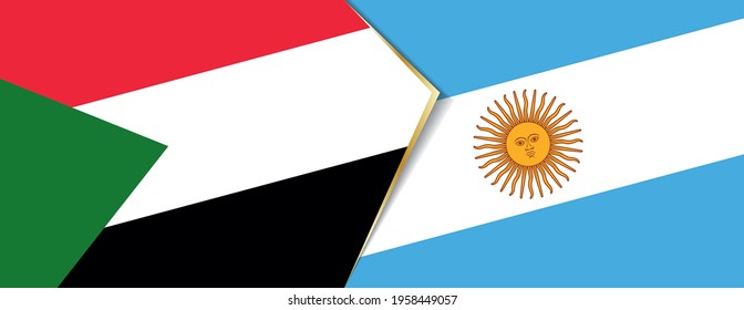 Sudan and Argentina flags, two vector flags symbol of relationship or confrontation.