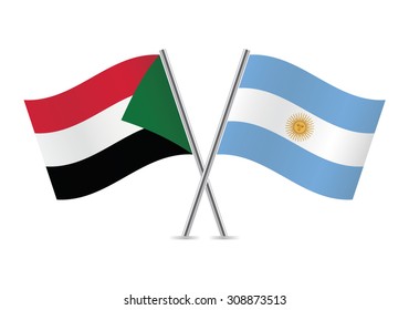 Sudan and Argentina flags. Vector illustration.