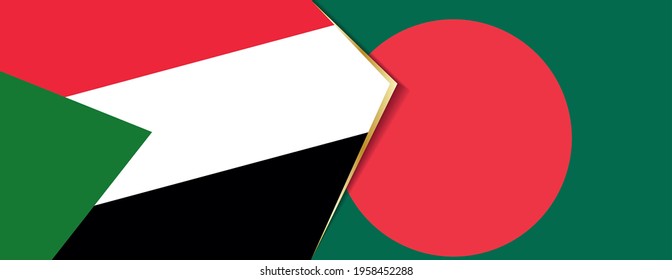 Sudan und Bangladesch flags, zwei Vektorfahnen Symbol für Beziehung oder Konfrontation.