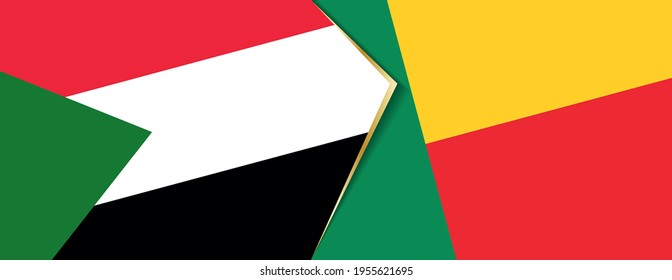 Sudan and Benin flags, two vector flags symbol of relationship or confrontation.