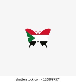Sudan butterfly flag graphic element Illustration template design