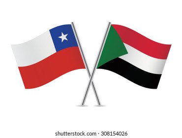 Sudan and Chile flags. Vector illustration.