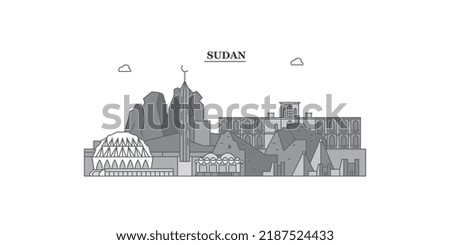 Sudan city skyline isolated vector illustration, icons