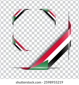 Sudan corner national flag with shadow