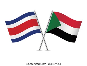 Sudan and Costa Rica flags. Vector illustration.