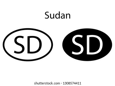 Sudan country code icon.  Iso code country domain name.   SD - Sudan abbreviated. vector
