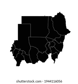Sudan-Landkarte, Vektorgrafik mit regionalen Gebieten