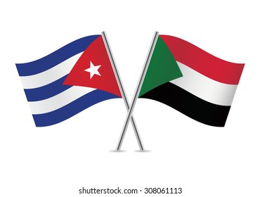 Sudan and Cuba flags. Vector illustration.