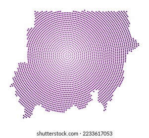 Sudan dotted map. Digital style shape of Sudan. Tech icon of the country with gradiented dots. Cool vector illustration.