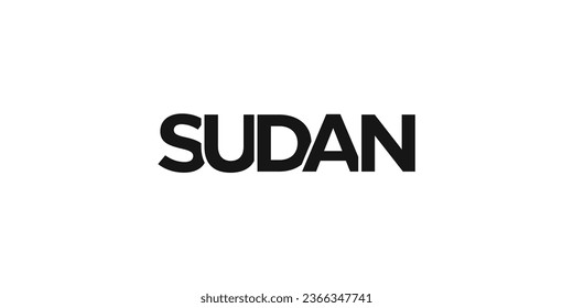 Sudan emblem for print and web. Design features geometric style, vector illustration with bold typography in modern font. Graphic slogan lettering isolated on white background.