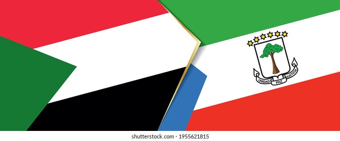 Sudan and Equatorial Guinea flags, two vector flags symbol of relationship or confrontation.