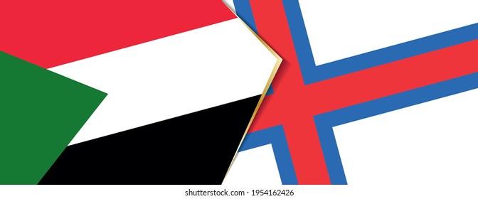 Sudan and Faroe Islands flags, two vector flags symbol of relationship or confrontation.
