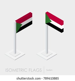 Sudan flag 3d isometric style