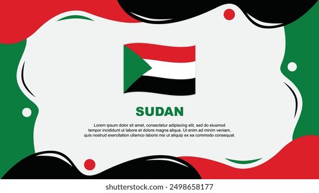 Sudan Flag Abstract Background Flat Design Template. Sudan Independence Day Banner Wallpaper Vector Illustration. Sudan Background