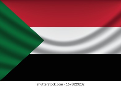 Sudan flag background with cloth texture. Sudan Flag vector illustration eps10. - Vector
