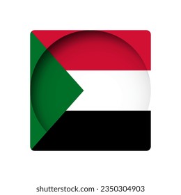 Sudan-Flagge - hinter dem zerschnittenen Kreissenpapier-Loch mit Innenschatten.