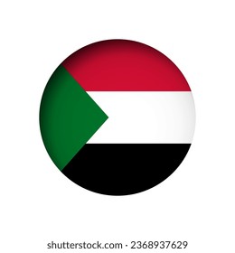 Sudan flag - behind the cut circle paper hole with inner shadow.