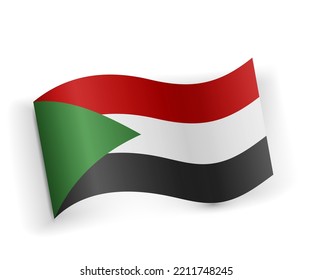 Sudan flag bended and lying on white background