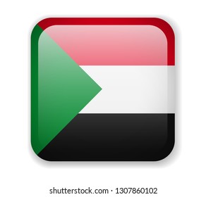 Sudan flag bright square icon. Vector Illustration