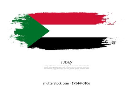 Sudan flag brush concept. Flag of Sudan grunge style banner background