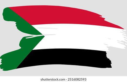 Sudan flag brush paint texture. Grunge Sudan flag. Sudan emblem brush concept