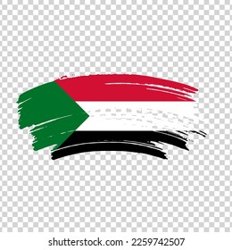 Sudan flag with brush paint textured isolated on png or transparent background, template for banner, promote, design.