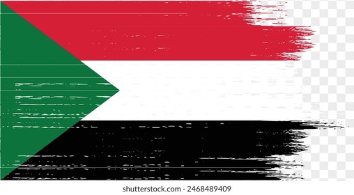 Sudan flag brush paint textured isolated  on png or transparent background. vector illustration