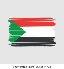 Sudan Flag Brush Strokes Painted