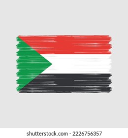 Sudan Flag Brush Vector Illustration