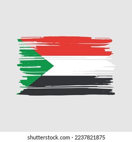 Sudanesische Flagge - Vektorgrafik mit Pinselspitze