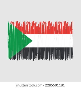 Sudan Flag Brush Vector Illustration