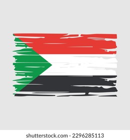 Sudan Flag Brush Vector Illustration