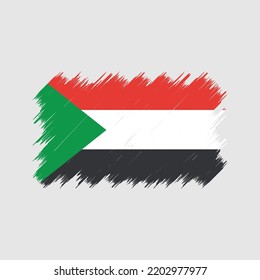 Vector de pincel de bandera de Sudán. Bandera nacional