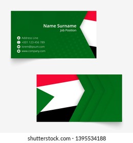 Sudan Flag Business Card, standard size (90x50 mm) business card template with bleed under the clipping mask.
