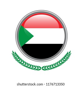 Sudan flag button. Sudan flag icon. Vector illustration of sudan flag on white background. 