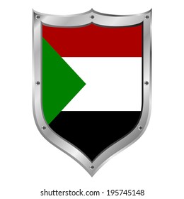 Sudan flag button on a white background. Vector illustration.