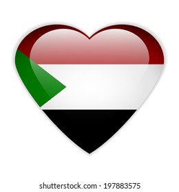 Sudan flag button on a white background. Vector illustration.